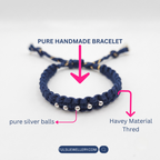 Tulsi Handcrafted Navy Blue Thread Bracelet with Pure Silver Balls