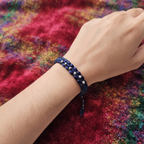 Tulsi Handcrafted Navy Blue Thread Bracelet with Pure Silver Balls