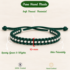 Emerald Green & Silver Woven Thread Bracelet