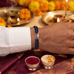 Graceful Lotus Pure Silver & Color Braided Thread Bracelet