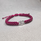 Graceful Lotus Pure Silver & Color Braided Thread Bracelet
