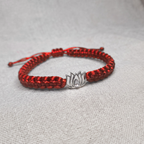 Graceful Lotus Pure Silver & Color Braided Thread Bracelet