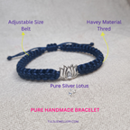 Graceful Lotus Pure Silver & Color Braided Thread Bracelet