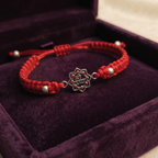Traditional Elegance Silver Balls & Shree Krishna Red Band/Rakhi