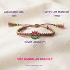 Divine Harmony Silver Lotus & OM Thread Bracelet/Rakhi