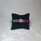 Designer Multi-Color Thread Silver Rakhi with Swastika Motif