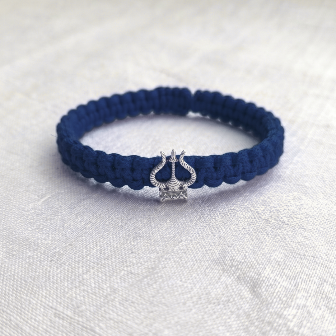 Spiritual Lord Shiva Pure Silver Trishul Rakhi & Bracelet