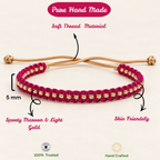 Ruby-Red & Gold Beaded Cord Bracelet