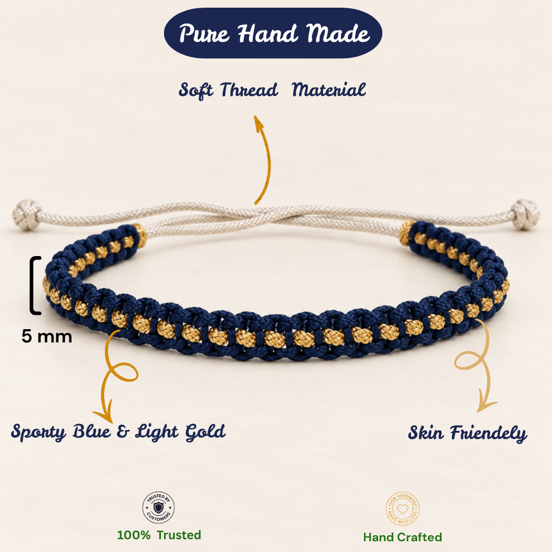 Tulsi Midnight Blue & Gold Woven Thread Bracelet