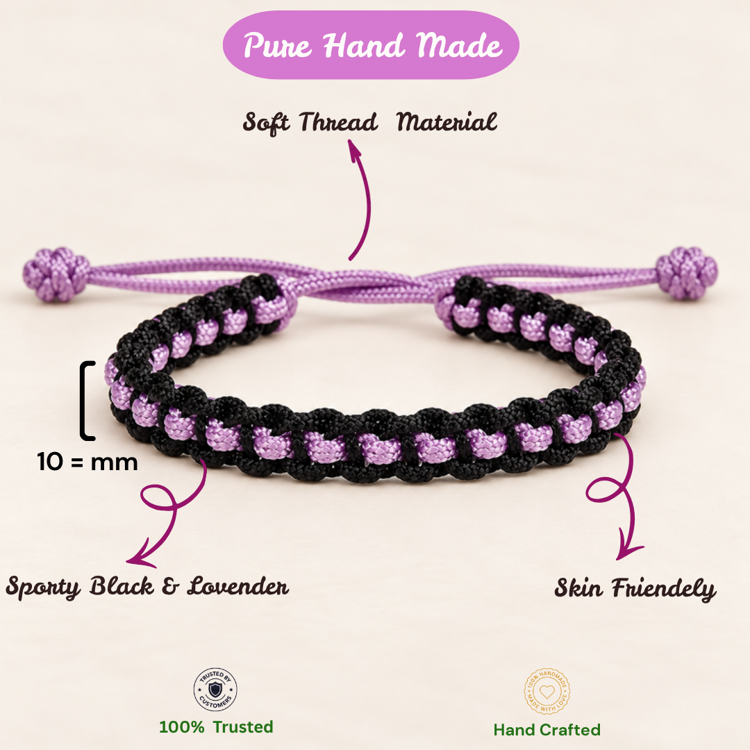Tulsi Midnight Black & Lavender Woven Thread Bracelet
