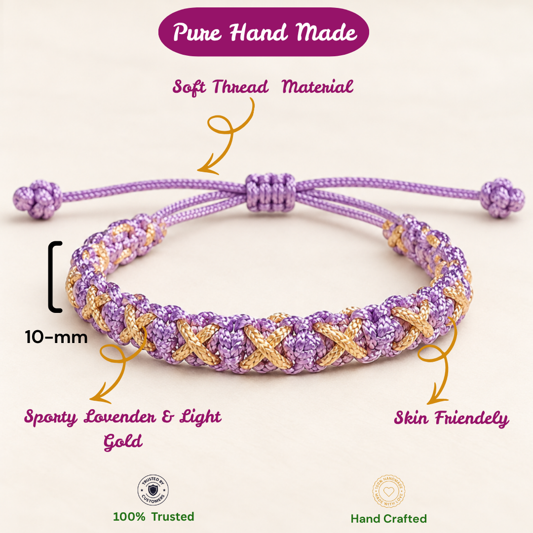 Tulsi Classic Lavender & Light Gold Handcrafted Cord Bracelet