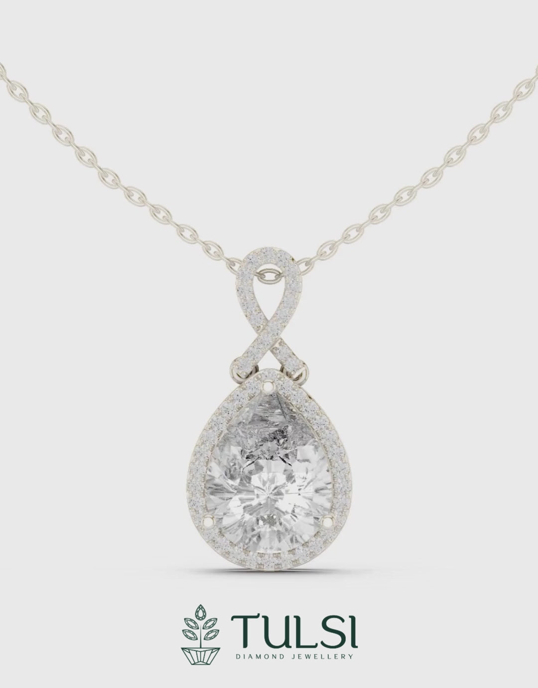 The Serena Pear Halo Pendant
