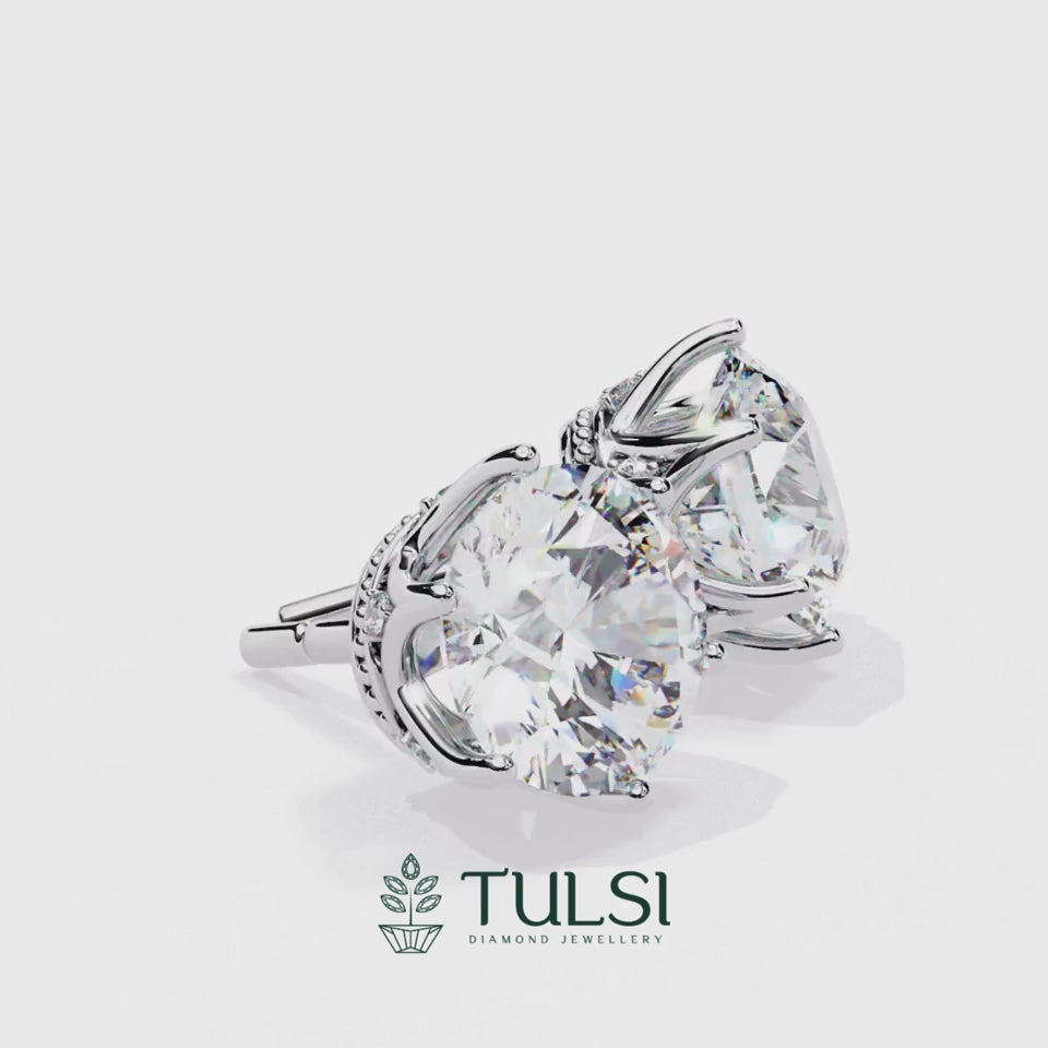Solitaire Round Royal Star Studs✨