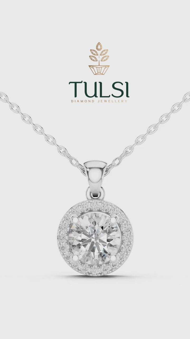 Solitaire Round Spark Halo Pedant