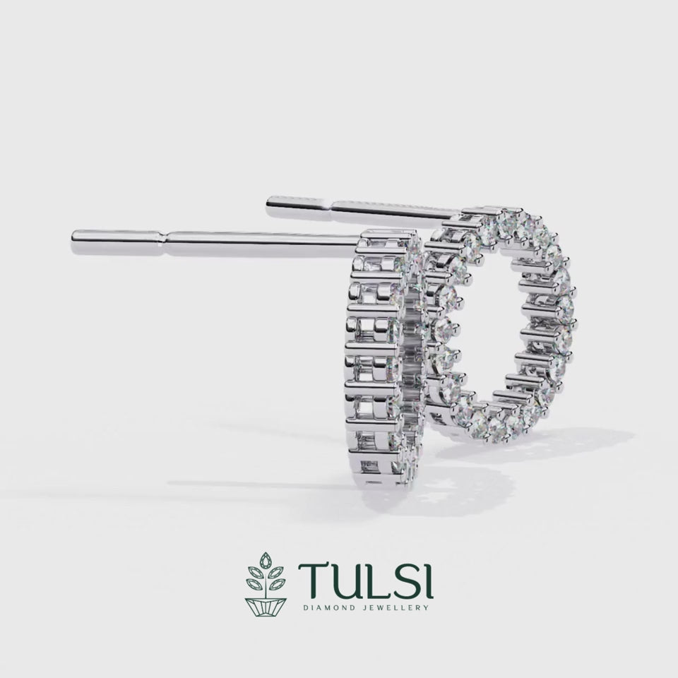 Spark Diamond Circle Stud Earrings