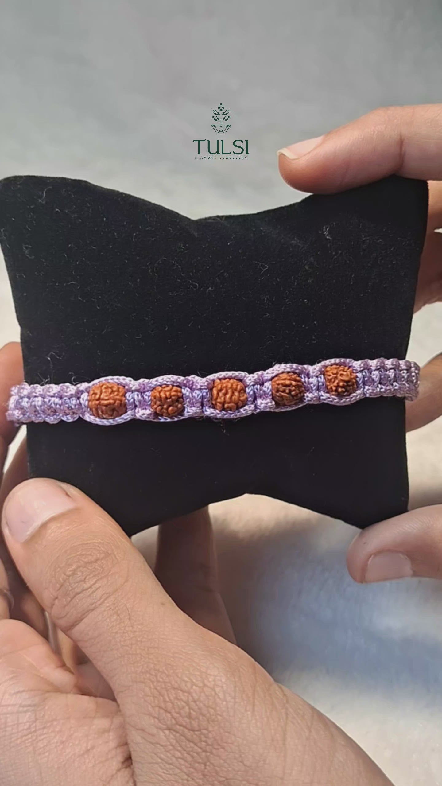 Divine 5-Bead Rudraksha Lavender Thread Bracelet / Rakhi