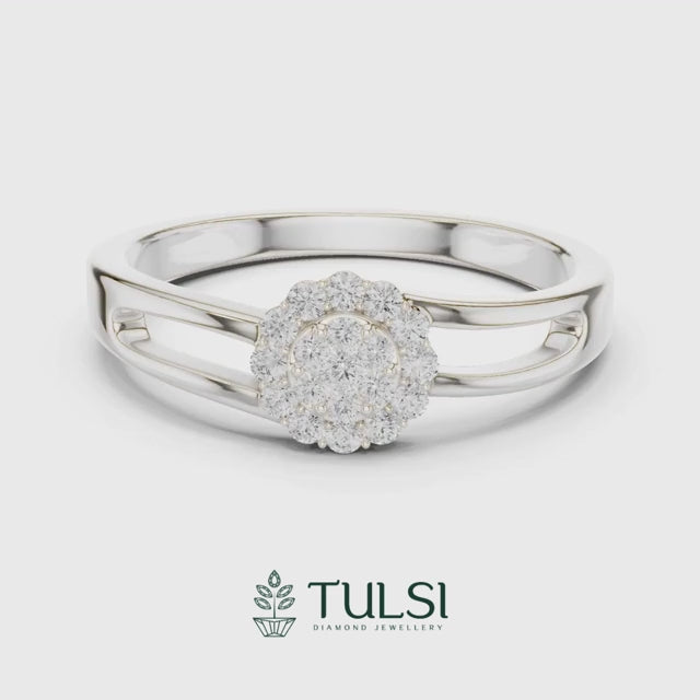 Cross Band Floral Spark Ring