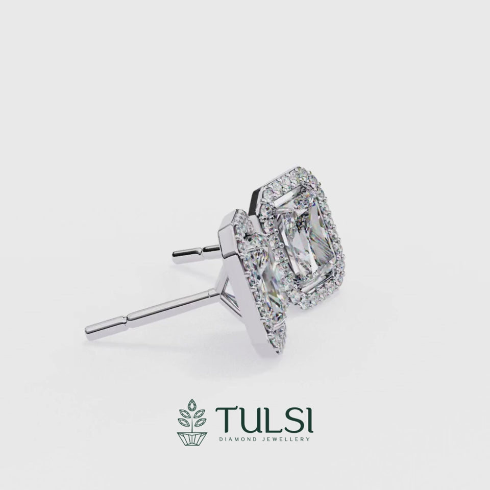 Imperial Radiant Halo Stud Earrings