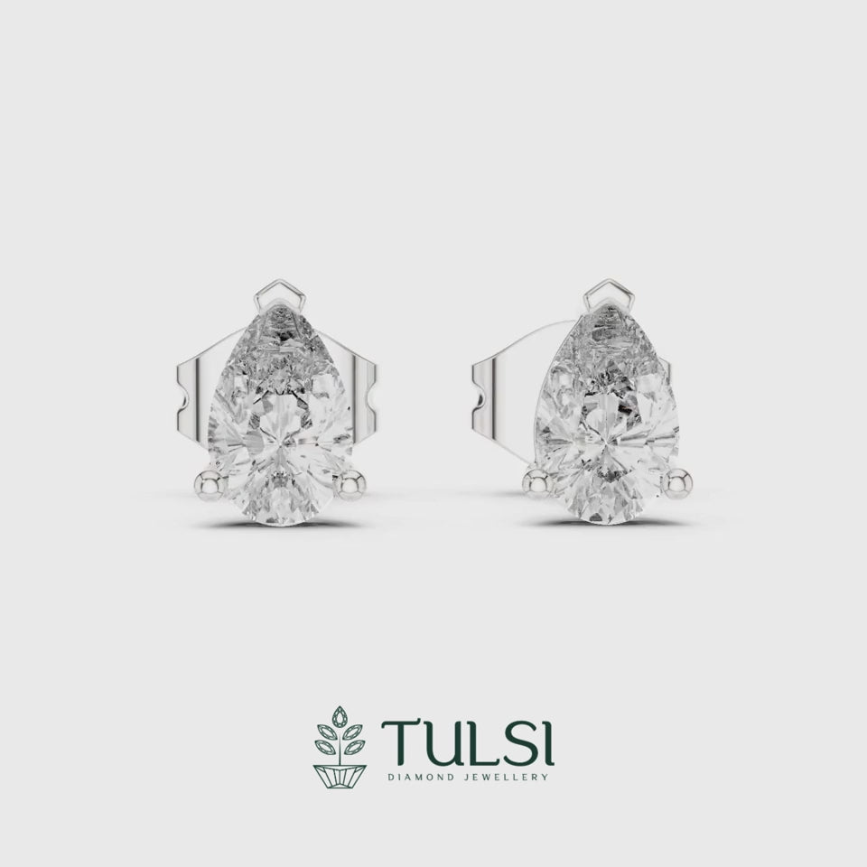 Pear Solitaire Stud Earrings