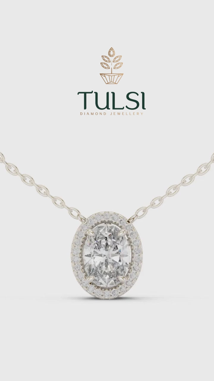Nirraya Solitaire Ovel Halo Pedant