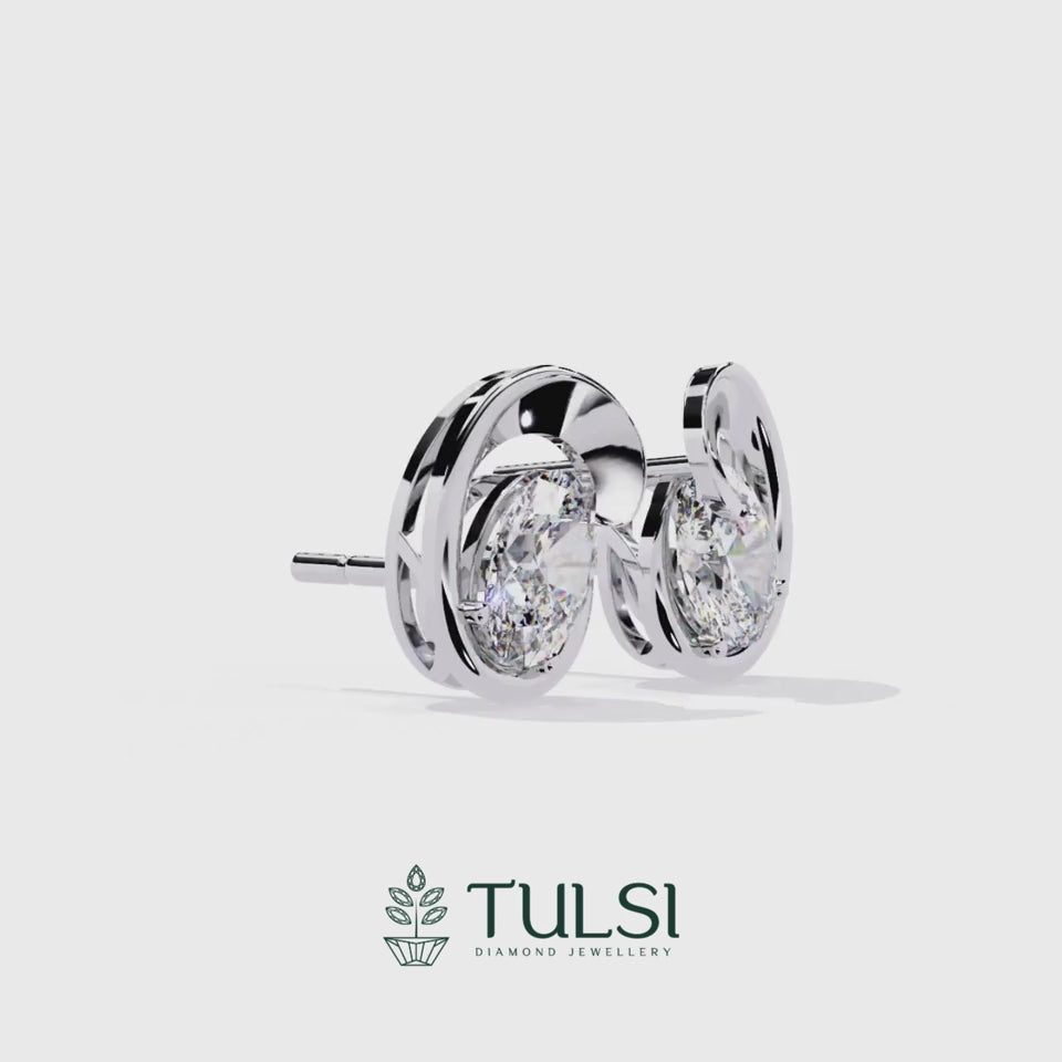 Ovel Loop Diamond Studs