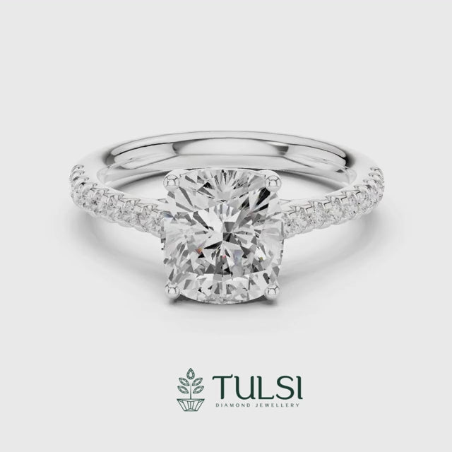 Crown Radiance Cushion Ring