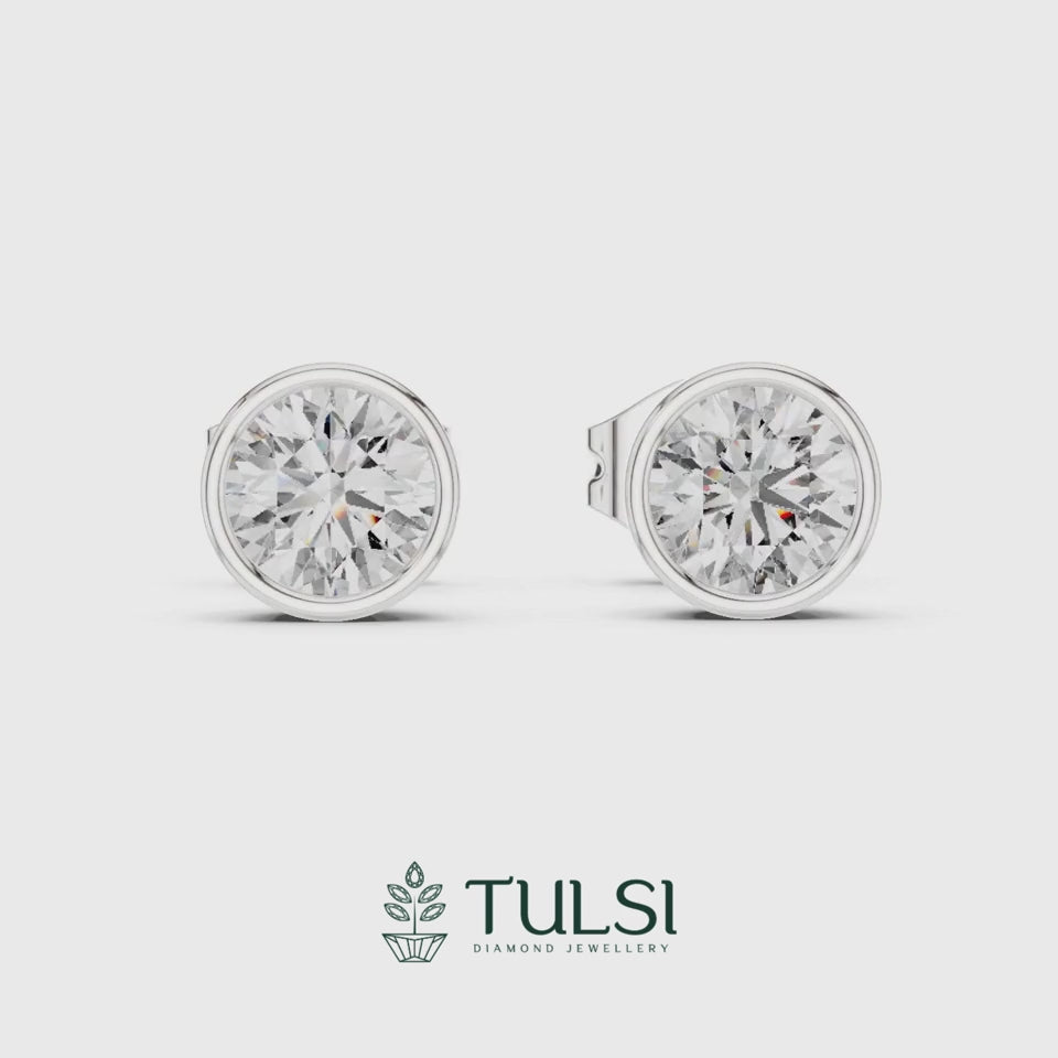 Solitaire Round Bazel Studs