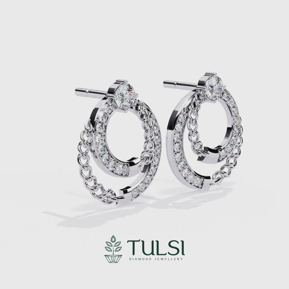 Circle Chain Diamond Studs