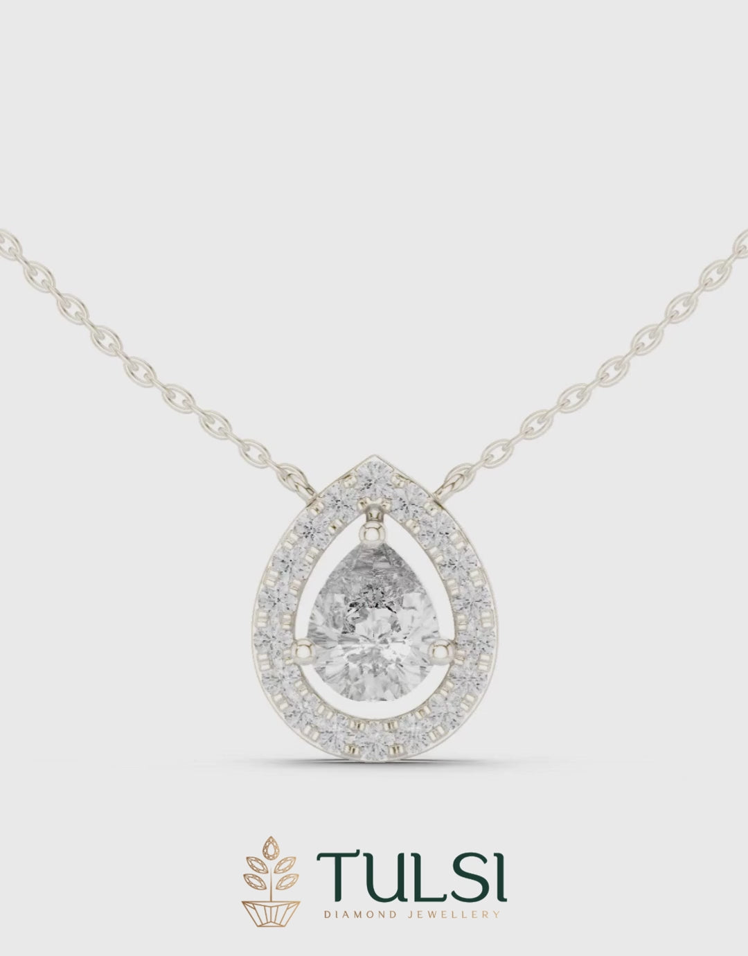 Celena Teardrop Halo Pendant