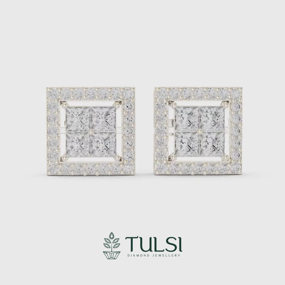square fantasy princess Halo earrings