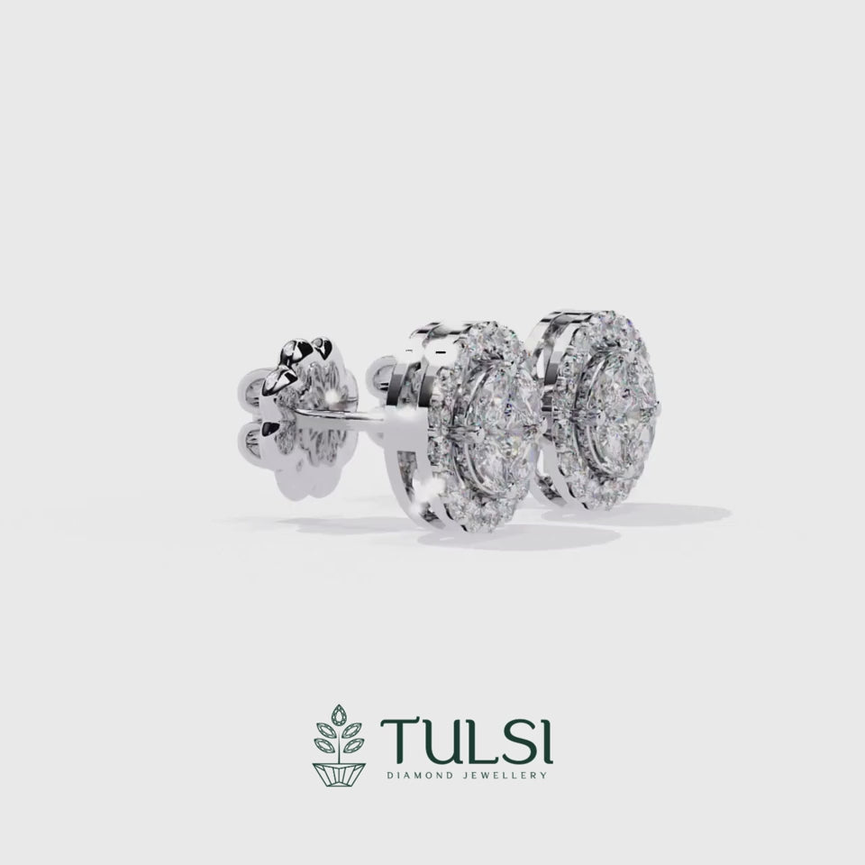 Neeva Halo Marquise Diamond Stud Earrings