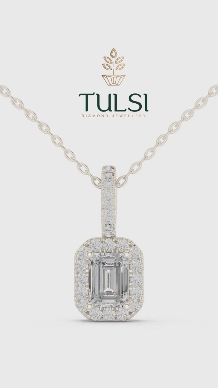 Blush Royale halo emerald Pendant