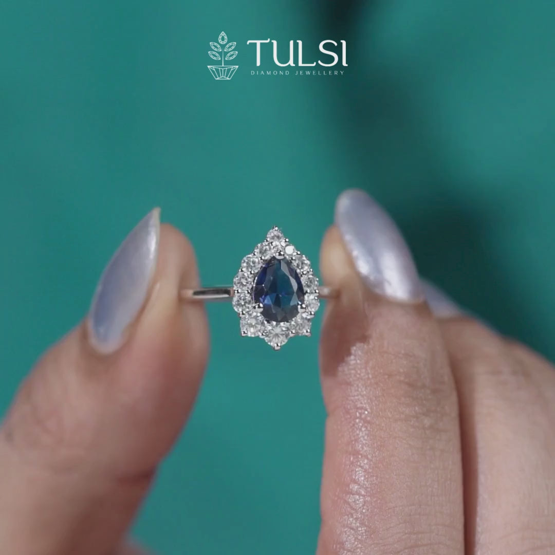 Sapphire Empress Halo Ring