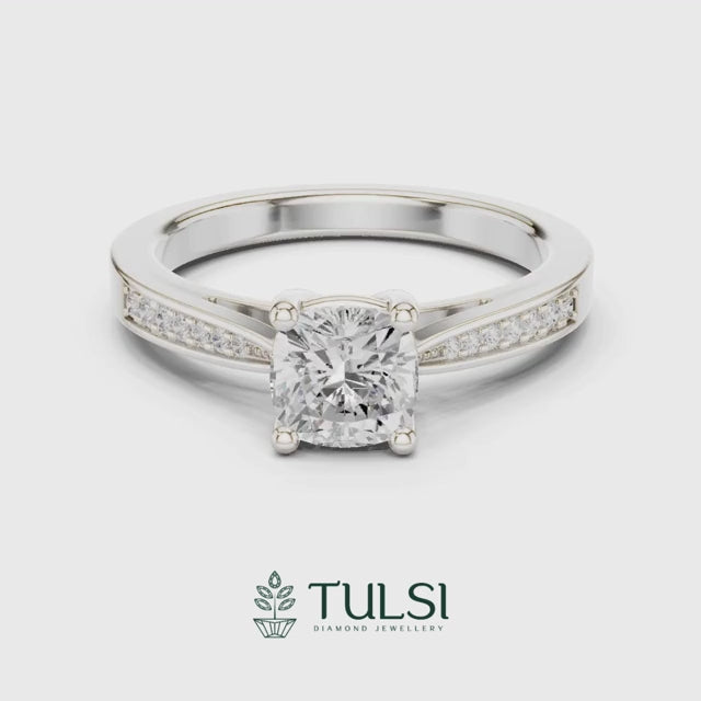 Royel Solitaire Cushion Ring