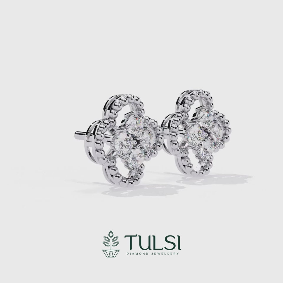 Clover Diamond Stud Earrings