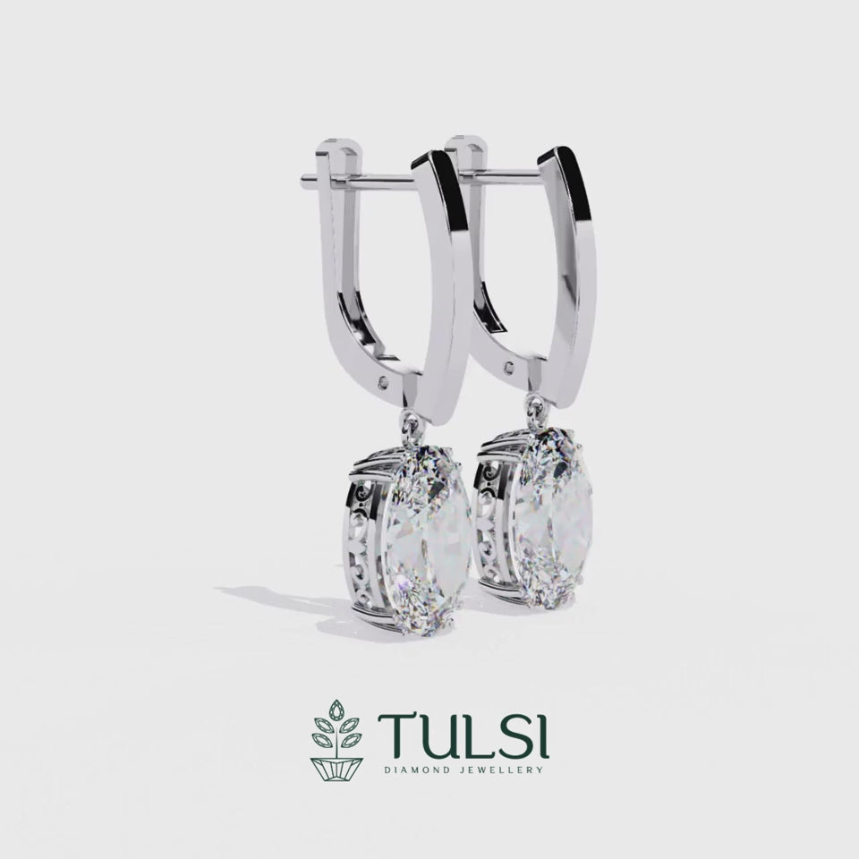 Regal Aura Oval Lab-Grown Diamond Drop Earrings