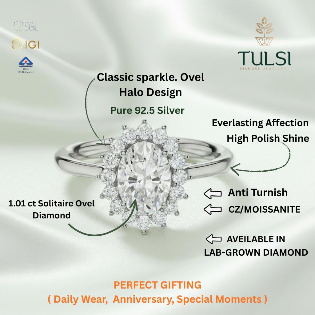 Solitaire Oval Halo Ring
