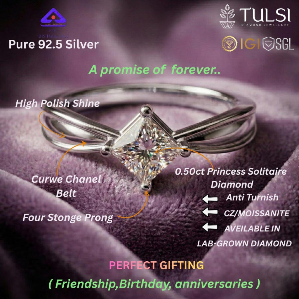 Kiara Curve Princess Diamond Ring
