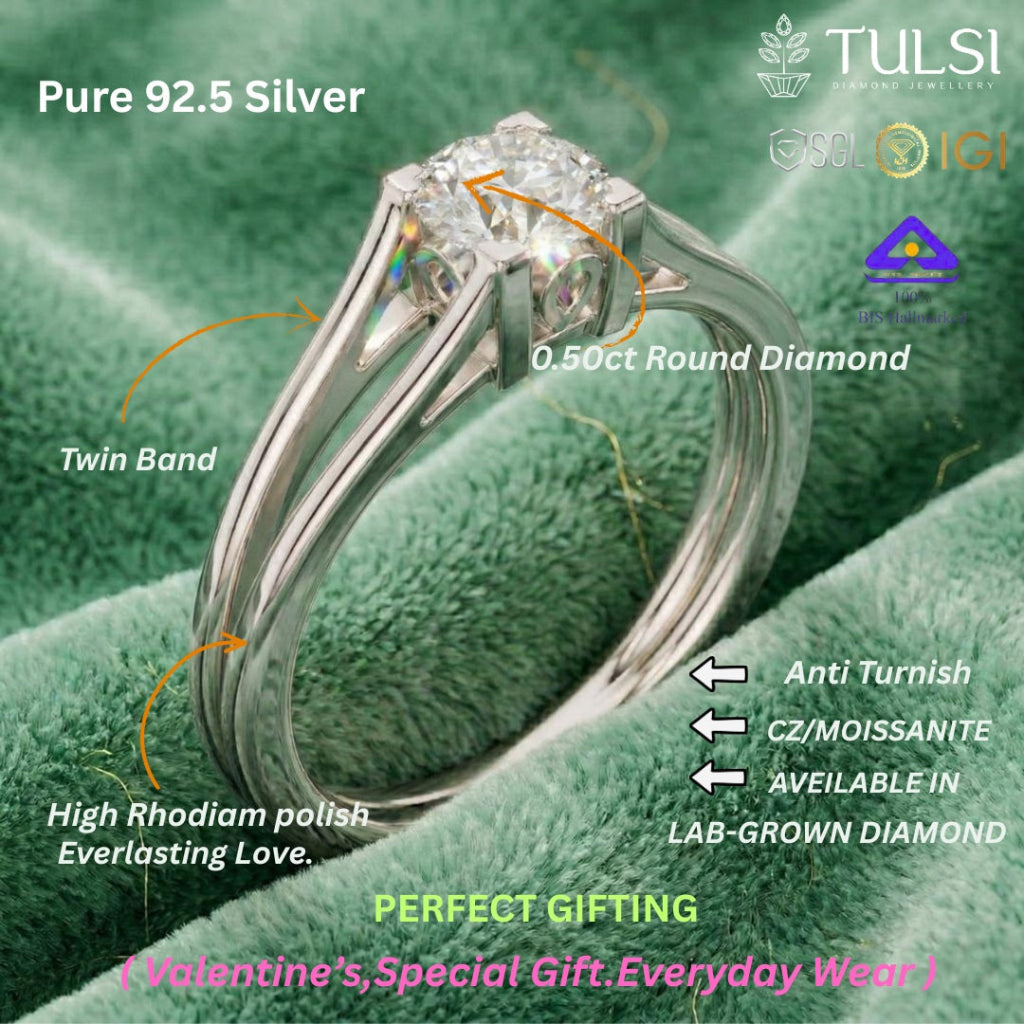 Kia Solitaire Twin Band Ring