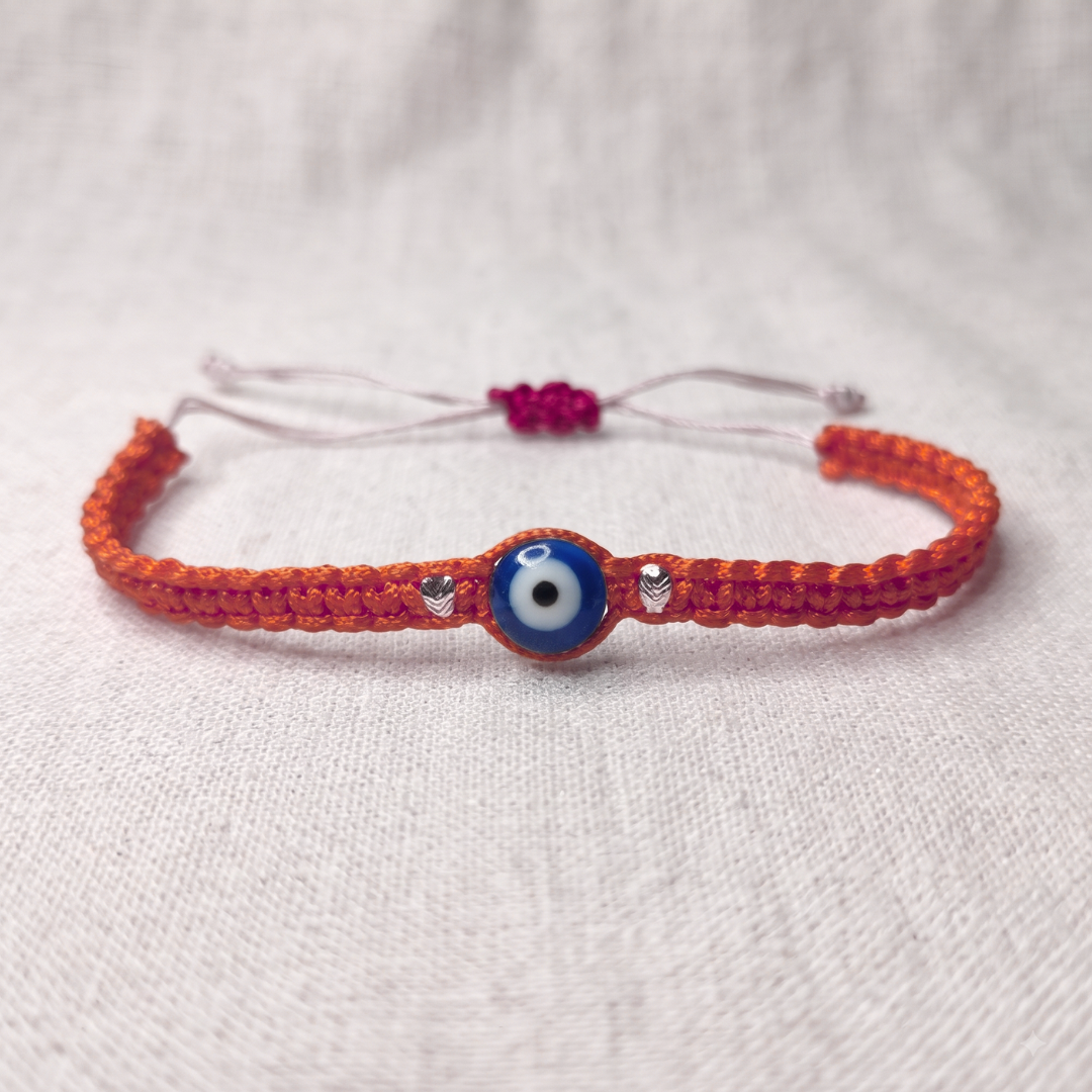 925 Pure Silver Evil Eye Yellow Thread Bracelet | Adjustable Nazar Protection