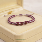 Sacred Maroon & White Braided Rudraksha Band With Silver Cap