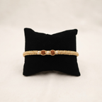 Divine Rudraksha & Silver Balls And Gold Thread Bracelet / Rakhi