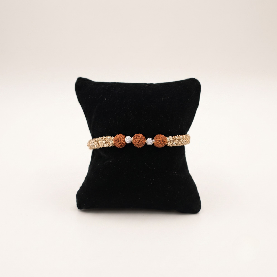 Pure Handmade Spiritual Silver & Rudraksha Thread Band/Rakhi