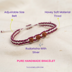 Sacred Maroon & White Braided Rudraksha Band With Silver Cap