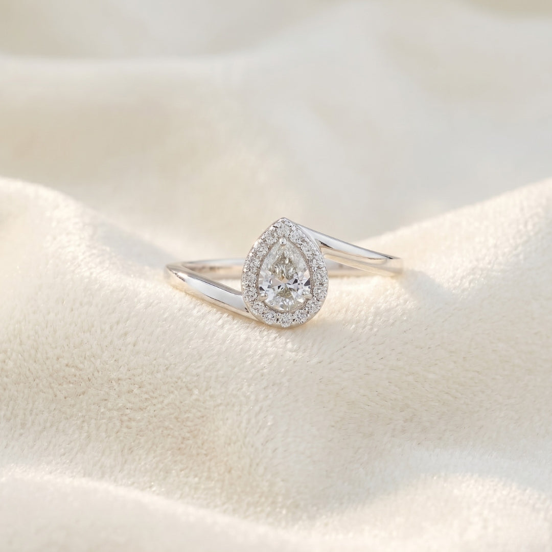 Pear Halo Fancy Ring