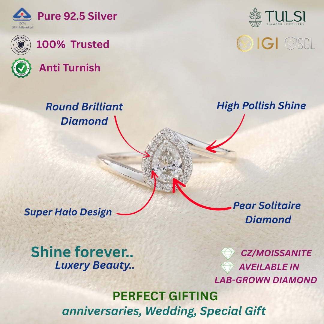Pear Halo Fancy Ring