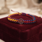 Divine Pure Silver Sri Yantra Multi-Color Thread Bracelet / Rakhi