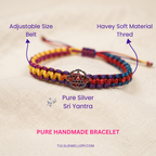 Divine Pure Silver Sri Yantra Multi-Color Thread Bracelet / Rakhi